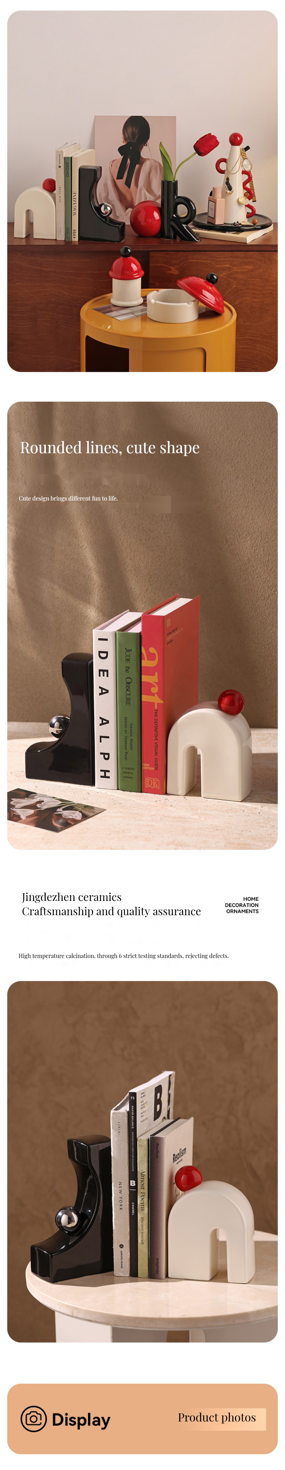 Exquisite Ceramic Bookends Perfect Home Decoration Pieces for Book Lovers' Shelves