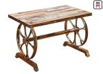 4ft*2ft Plywood / Cast Iron Table Base Industrial Style Coffee Table With Wheel