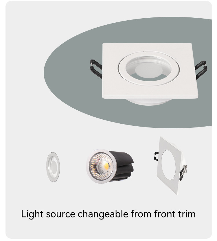 Recessed Spotlight Frame Round Aluminum 60mm Cut-out MR16 GU10 IP44 Rated