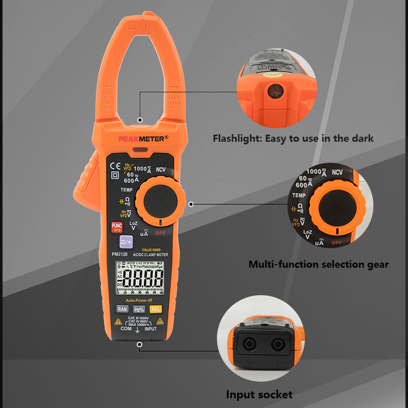 Auto Manual Range AC DC TRMS Digital Clamp Meter Multimeter Analogue Bar Graph