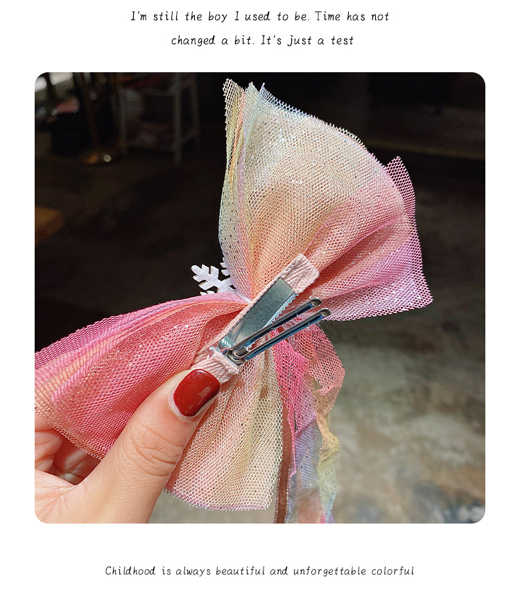 Princess Hairpin Children'S Cute Bow Hair Accessories Korean Net Yarn Little Girl Hairpin Clip Headdress