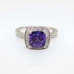 Women Jewelry 925 Silver 7mmx7mm Amethyst Cubic Zirconia Ring(FR024)