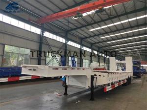 Quality OEM 3 Axle Low Bed Trailer , Lowbed Trailer Truck Transport Heavy Machinery wholesale