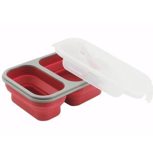 Quality FDA Standard 2 Compartments Silicone Bento Foldable Lunch Box wholesale