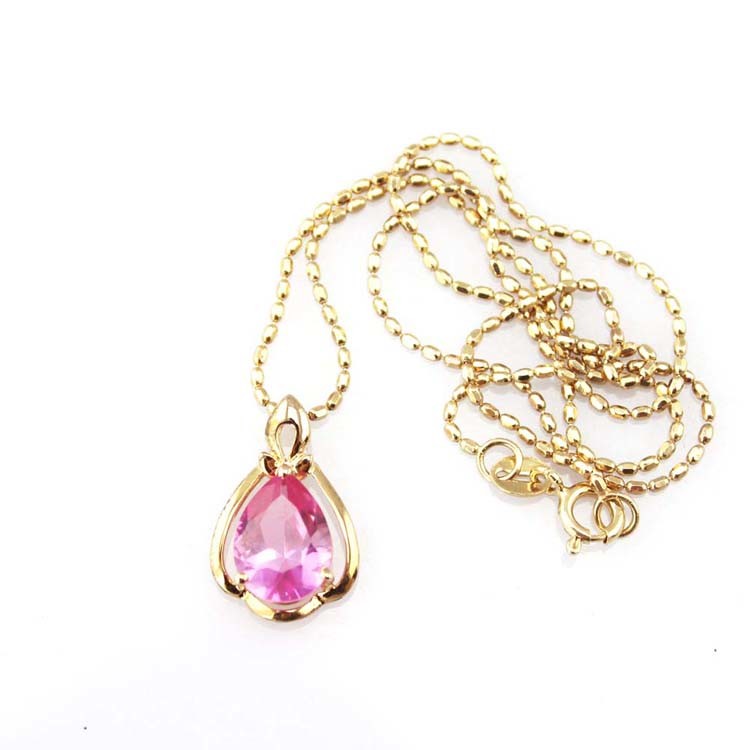 Women Jewelry 18K Rose Gold Plated 925 Silver 8mmx10mm Pear Pink Cubic Zircon Pendant(PSJ0421)
