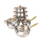 Best Selling Stainless Steel Cookware Set 12pcs Double Layer Cooking Pot Set