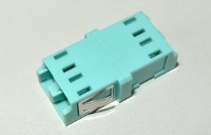 Quality Fiber optic LC duplex DX adapter with top windows OM3/OM4 Aqua with short flange wholesale