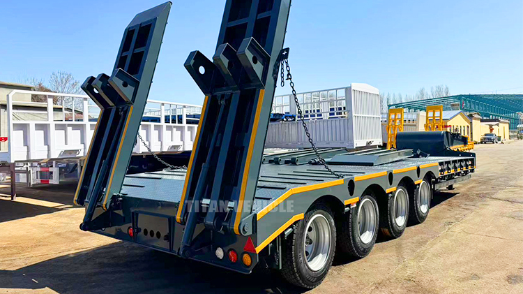 TITAN 4 Axle 100 Ton Lowbed Semi Trailer Low Bed Truck Trailer Loader for Sale