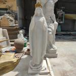 Marble Virgin Mary Statue Sculpture Golden Crown Catholic Religious Queen