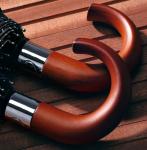 22" 3 Folding Pongee Fabric Wooden Handle Umbrella