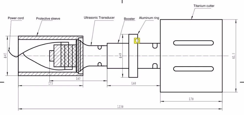Table Style Special Ultrasonic Cutting Actuator For Rubber With Titanium Cutter