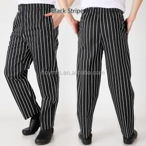 Quality garment factory supply super quality Restaurant Striped Baker Kitchen Cooking Uniforms stripe unisex chef uniform pants wholesale