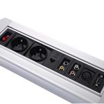 Aluminum Recessed Outlet Strip Extension Meeting Table Power Socket With