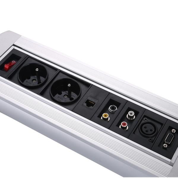 Aluminum Recessed Outlet Strip Extension Meeting Table Power Socket With