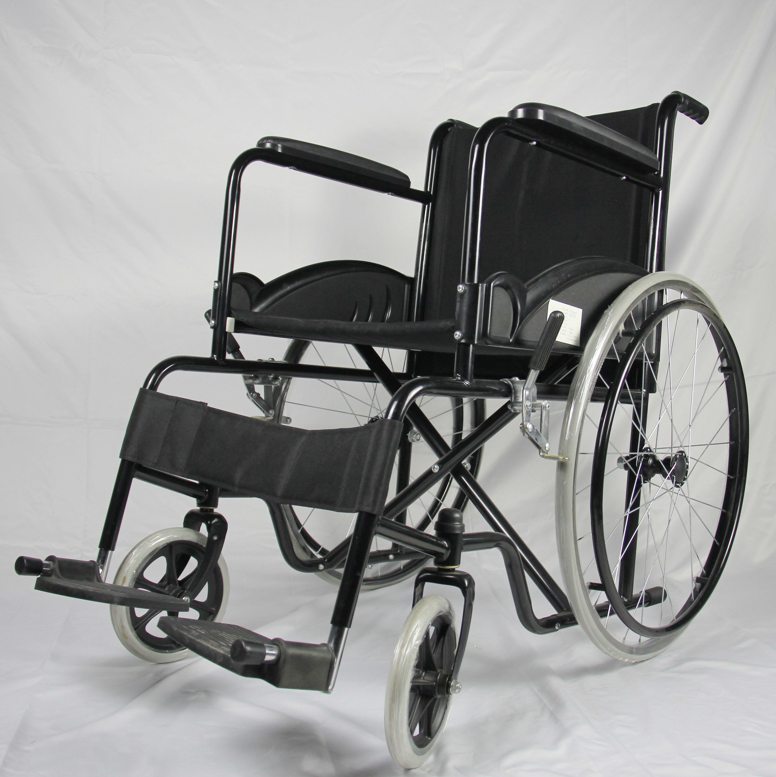 Fixed Footrest Folding Steel Wheelchair With Custom Colors Powder Coating Frame
