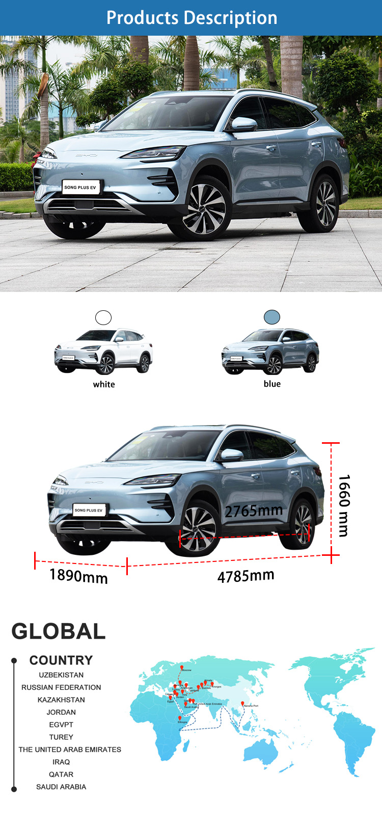 New luxury Fully Electric SUV 5 seater BYD Song Champion Plus