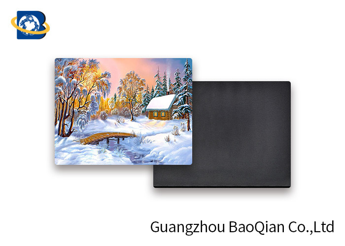 PET Custom Refrigerator Magnets , Printed Fridge Magnets Snow Covered Landscape Image