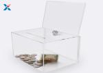 Fashion Acrylic Charity Box / Transparent Acrylic Donation Box With Lock