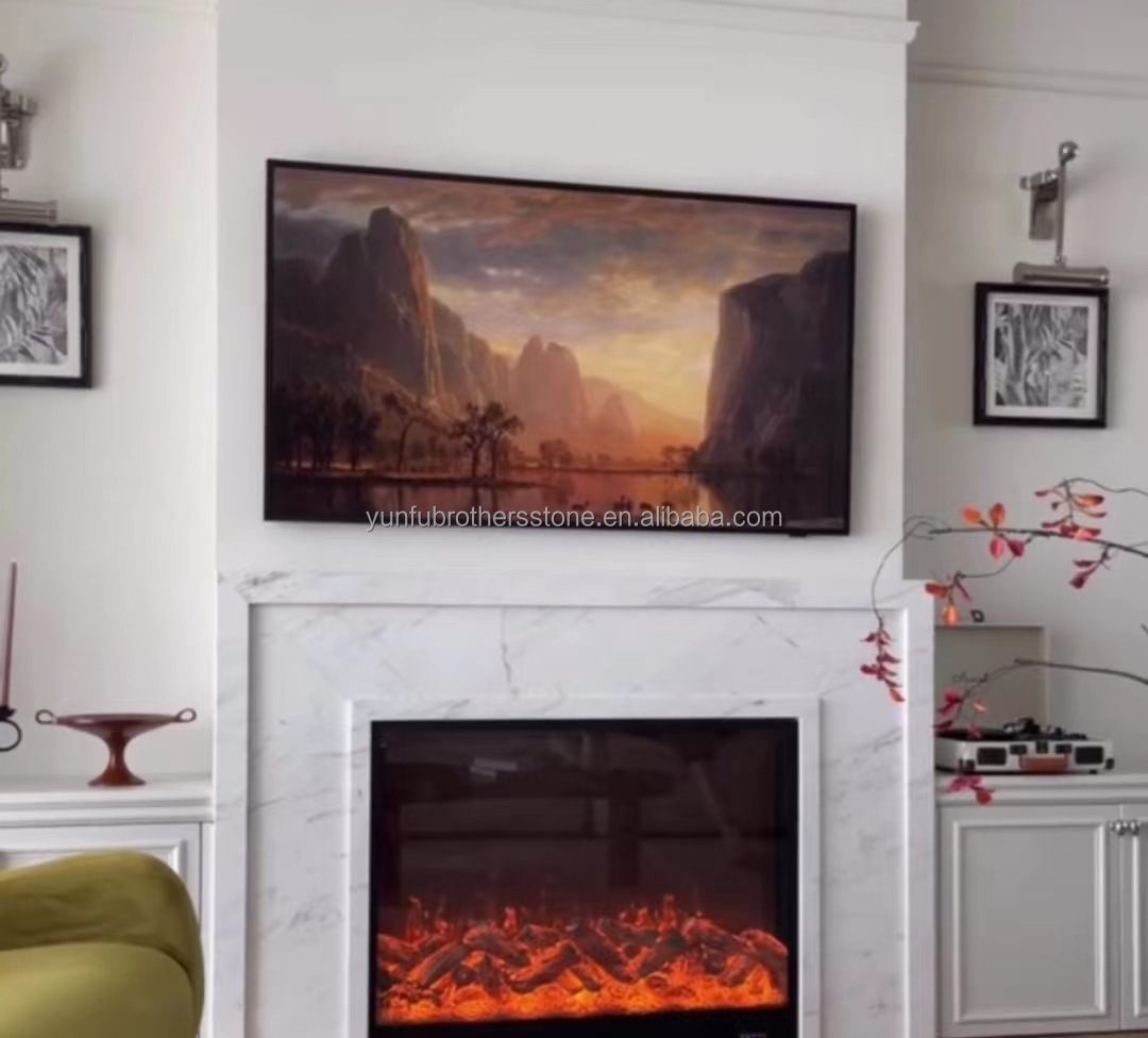 Coal Fireplaces Modern Italian Style Marble Sofitel Fireplace Mantel for Indoor Decor