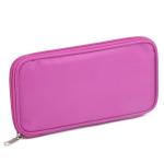Custom Polyester Zipper Pink Cosmetic Bags , Women's Makeup Bag With Brush
