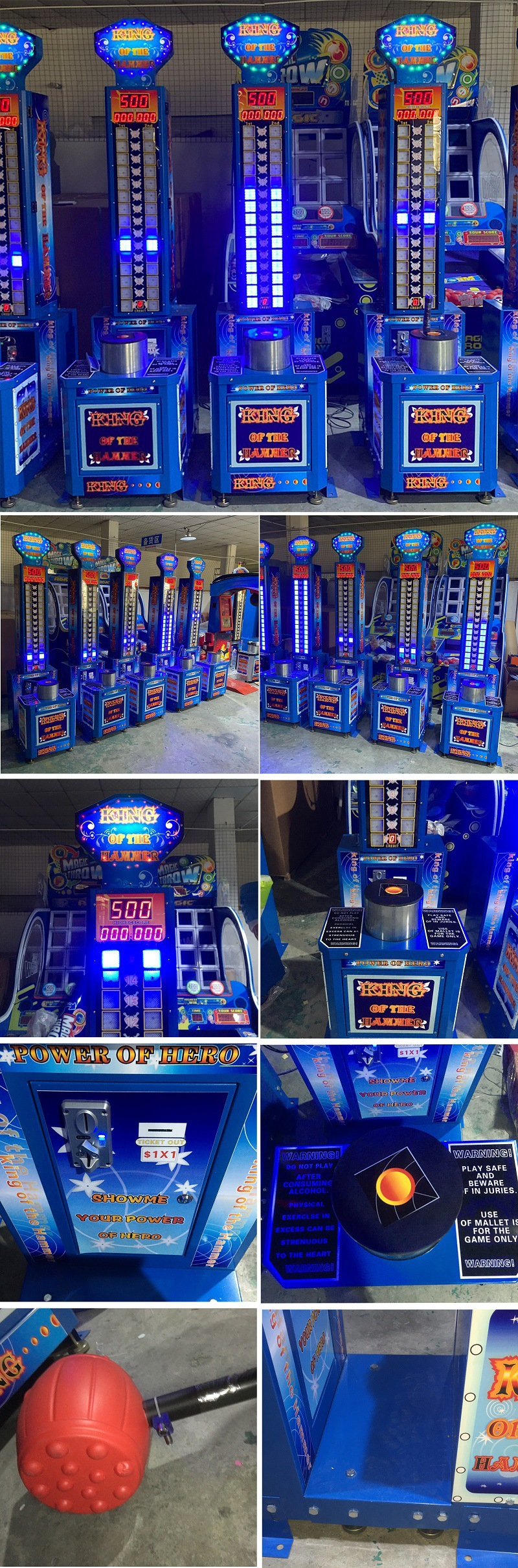 Coin Operated Amusement High Striker Arcade Hammer Machine UK Plug