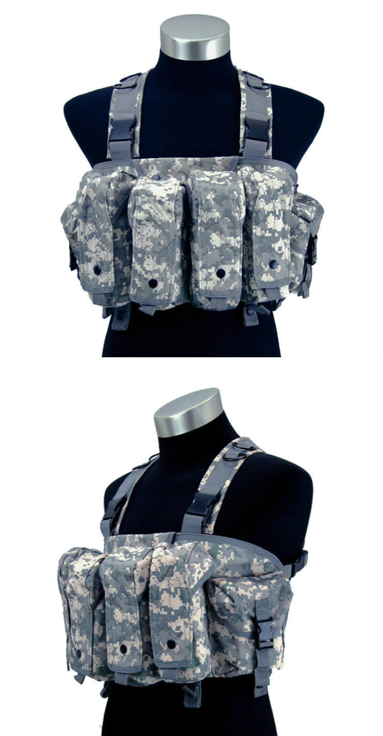 Nylon Camping Tactical Chest Rig Magazine Pouches Vest Adjustable Size