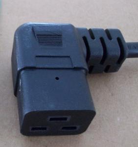 Right angled C19 power cord plug