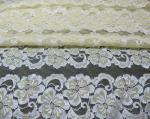 Wavy Floral Elastic Lace Fabric Eco-friendly Dyeing For Evening Dress CY-DK0037