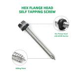 Stainless Steel ST6.3*55mm Flange Hex Self Tapping Screw Parafuso Auto
