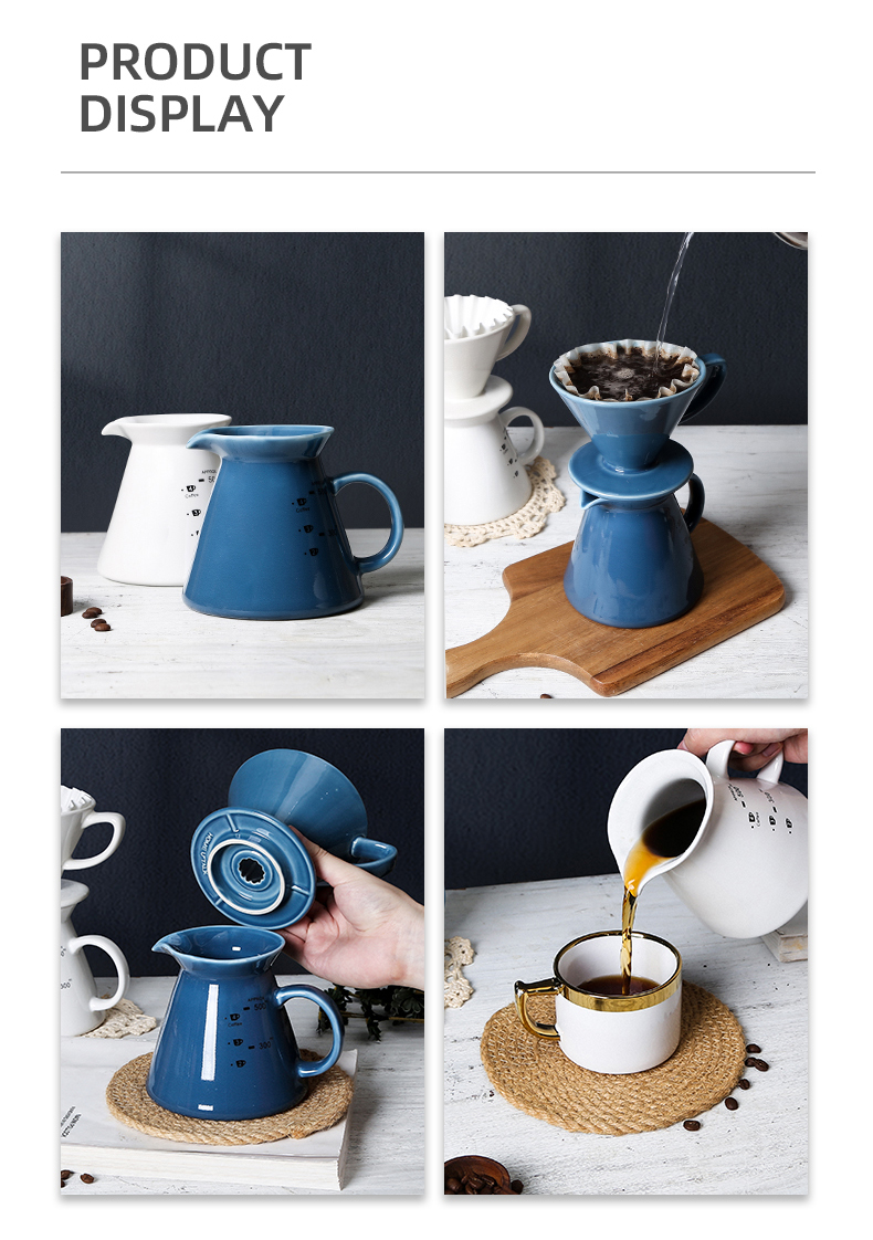 Unique Design Style Coffee Tea Tools Blue and White Ceramic Pour over Coffee Dripper