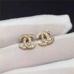 Logo Earrings in 18K White Gold Pave Diamonds Fashion Lady Jewelry Global