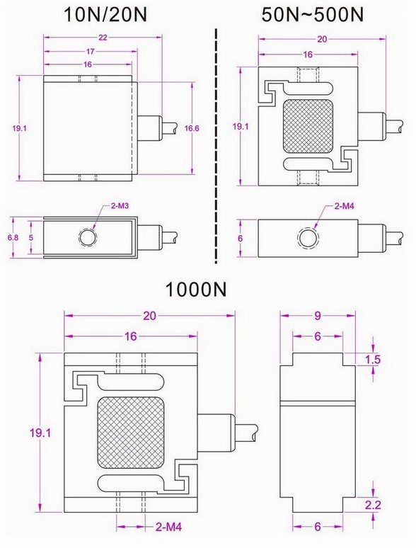 miniature tension force transducer 300N