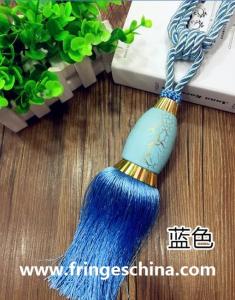 Quality Fashion custom long tassel fringe trimming for curtain attractive tieback hanging ball wholesale