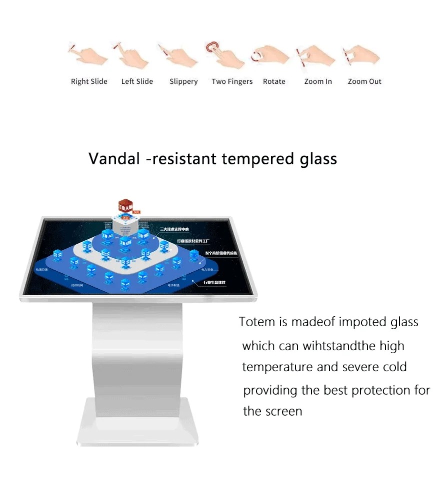 49'' Interactive Self Service Kiosk Exhibition Hall Android Windows 21.5 32 43 55''