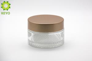 Quality 100g Clear Glass Cream Jars Thick Bottom Wide Mouth Type With Golden Plastic Cap wholesale
