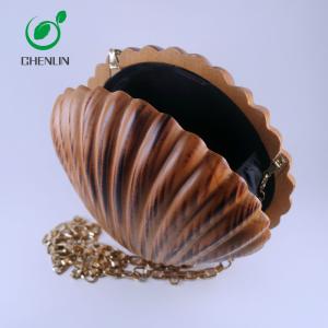 Quality ISO9001 Shell Leather And Wood Bag Handmade Carving Artwork wholesale