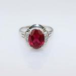 White Gold Plated 925 Silver Jewelry 8mmx10mm Oval Pink Cubic Zircon Ring(R0076)