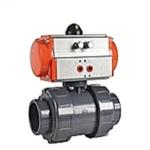 Double Union Thread Connection Chemical Resistant PVC 2 Way Electric Ball Valve