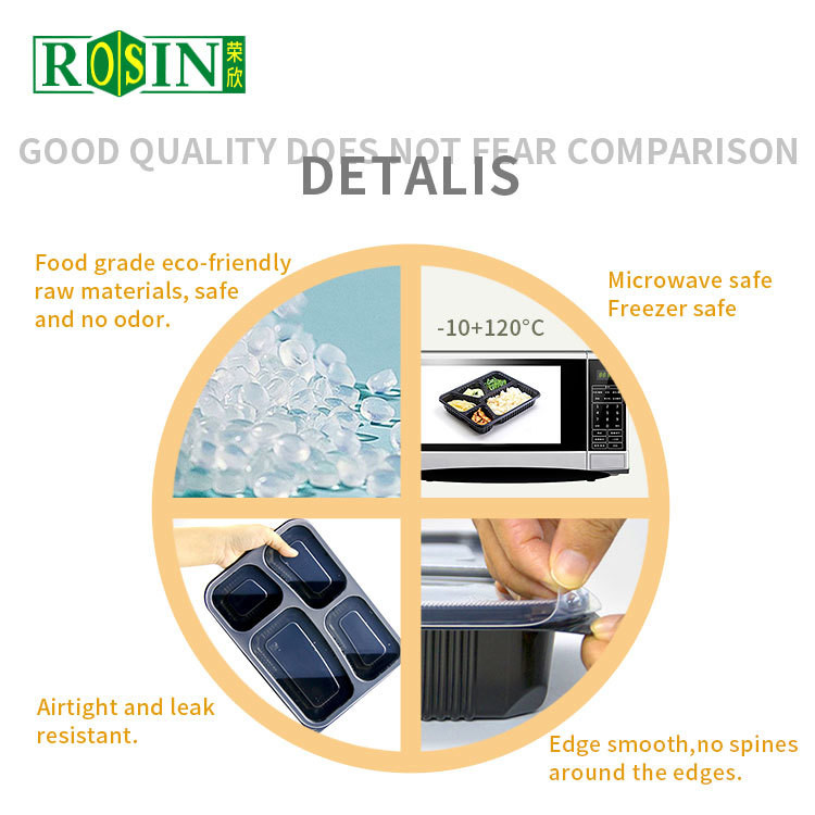 Custom Disposable 4 Compartment Food Containers Take Away for Restaurant