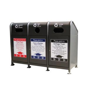Quality Customized Stainless Steel 45L Triple Compartment Trash Can wholesale