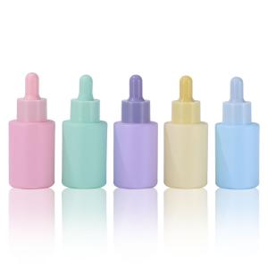Quality Frosted Pink Glass Cosmetic Serum Dropper Bottle 1oz Eco Friendly wholesale