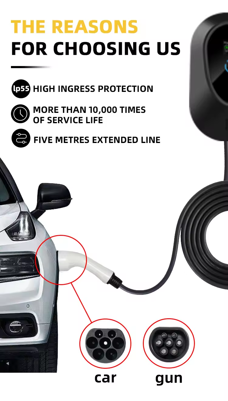 Type2 16A EV Charging 5m Connect Line 3.5kW EV Single Gun for 220V AC Input Voltage
