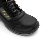 Mens Genuine Leather Boots Black Heavy Duty Safety Boots Slip Resistant