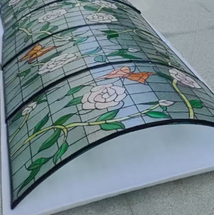 Custom Churches Design Building Various Patterned Stained Colored Glass Decorative Crystal Art Glass Door