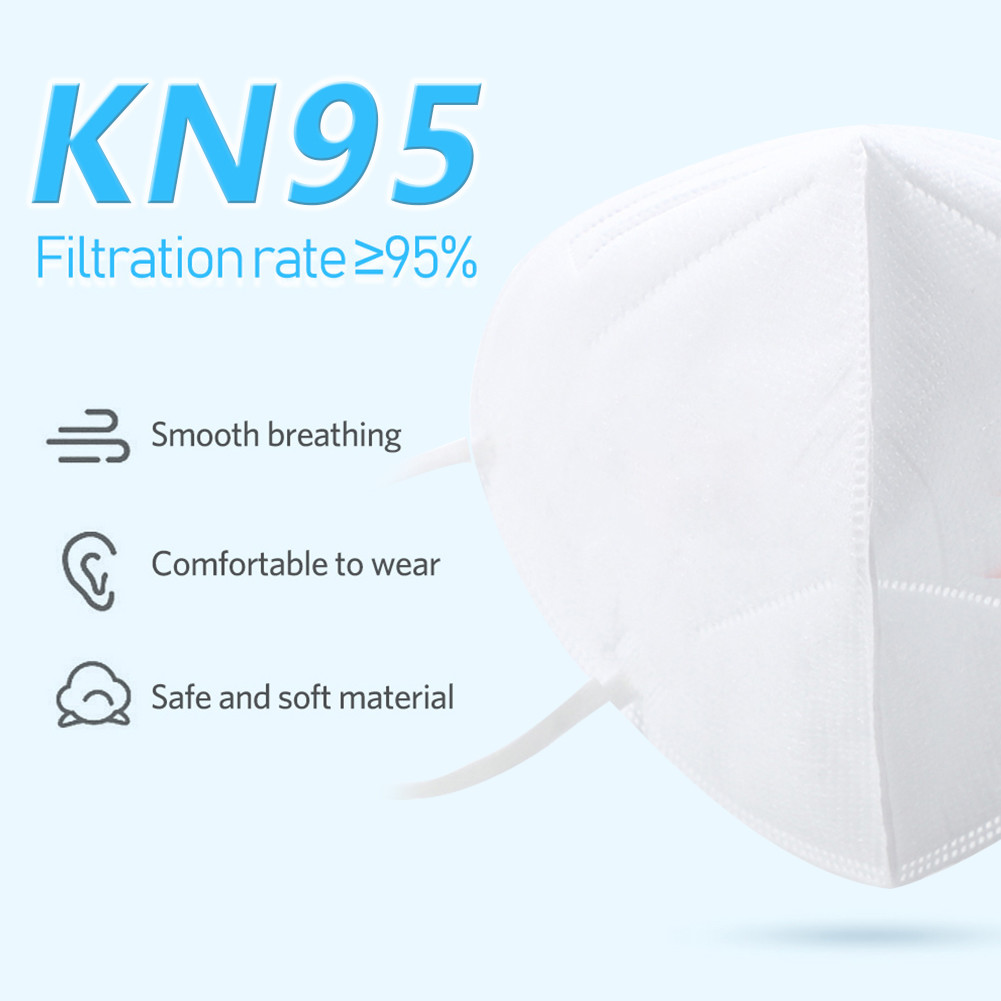 White Color KN95 Face Mask Damp - Proof Smooth Breathing 3D Solid Arc Design