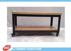 Quality Custom Mobile Retail Display Tables / Desk Black Metal Display Table With Casters wholesale