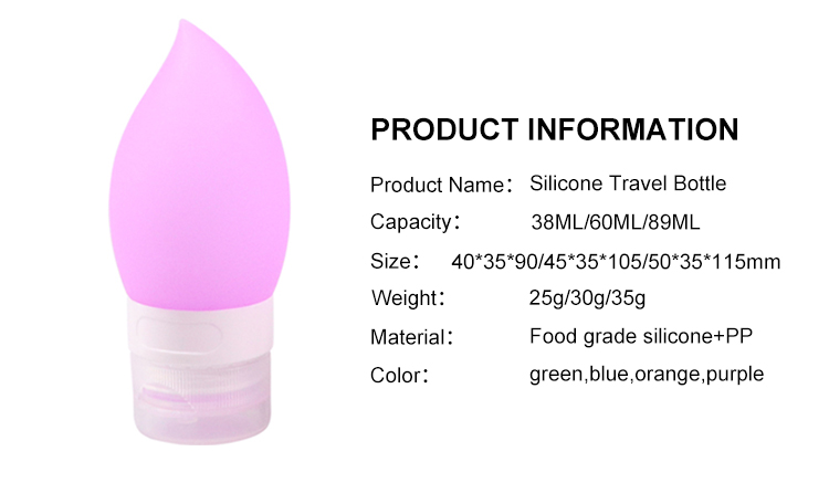 60ml Leak Proof Squeezable Silicone Travel Shampoo Bottles