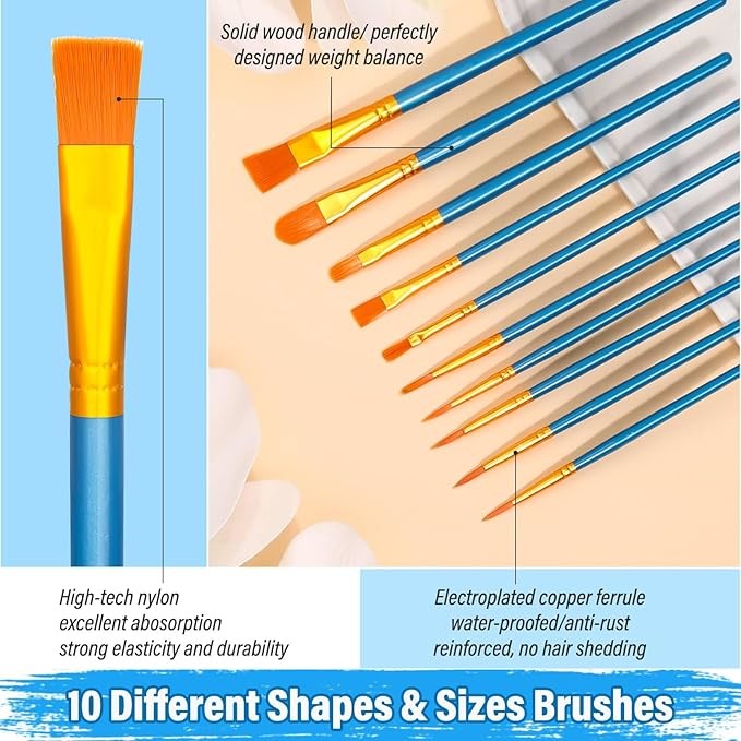 Canvas Art Sets With Wooden Easels Paint Brushes For Acrylic Oil Watercolor Painting