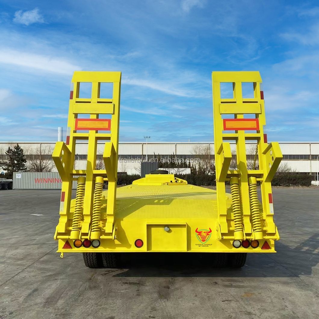 Factory Excavator Transport 3 Axles 60t Fgn Heavy Duty Excavator Transport Step Drop Deck Lowbed Low Bed Truck Trailer