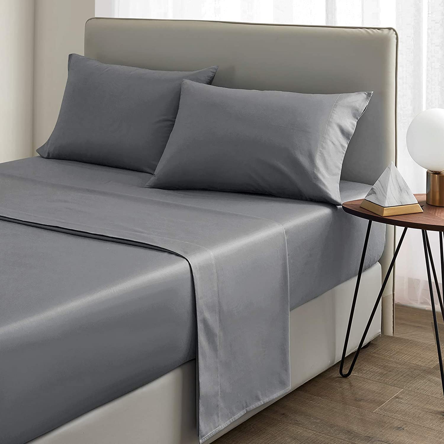 200TC Cotton Bed Sheet Set with Deep Mattress Pockets All-Season Full Length Elastic